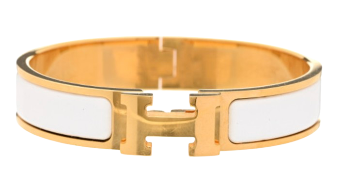 Hermes Hermès White and Gold Clic H Bracelet