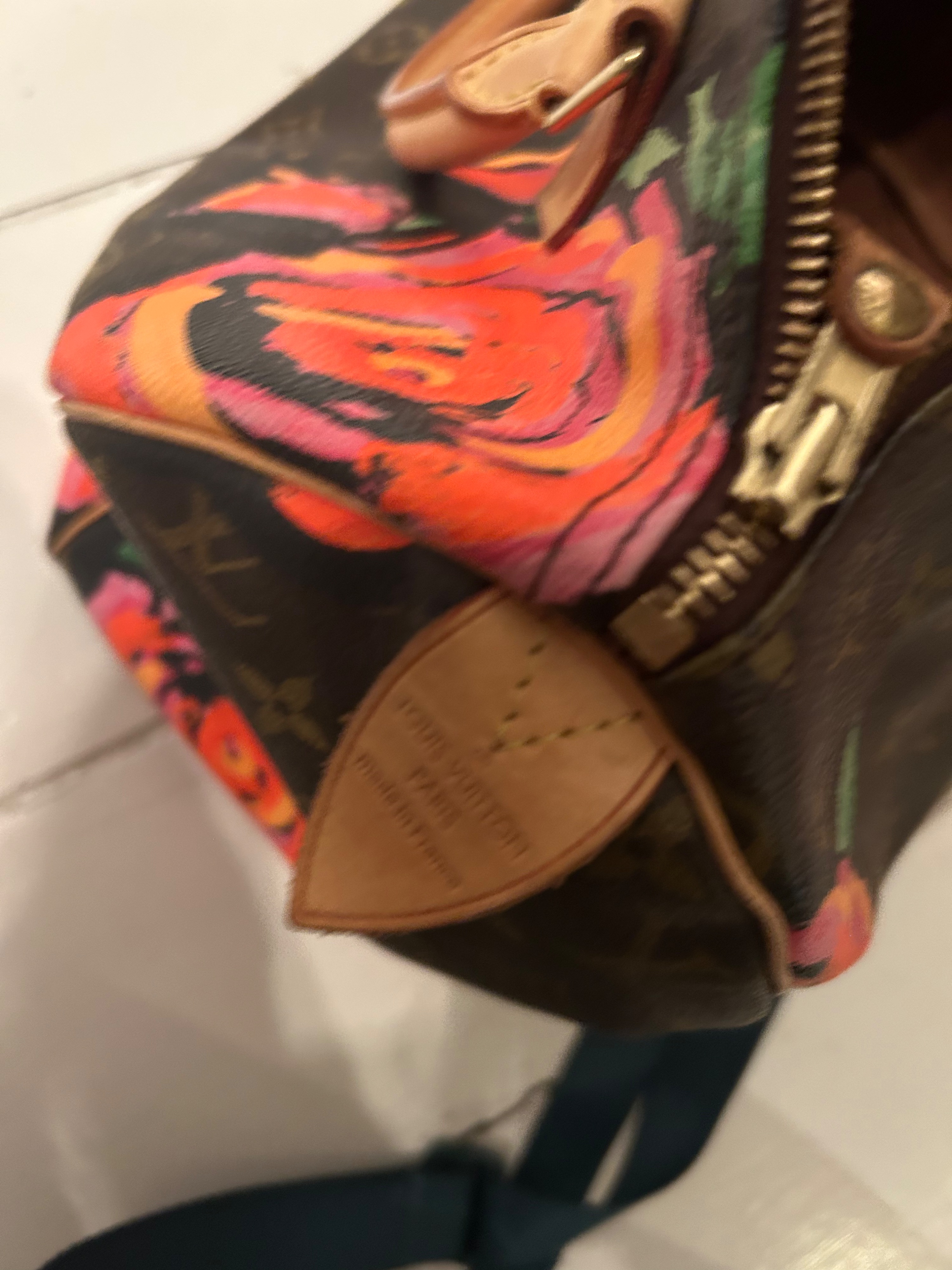 Preowned Louis Vuitton Stephen Sprouse Multicolor Monogram Roses Coated Canvas Speedy 30 Monogram with flowers leather lined/brown fabric