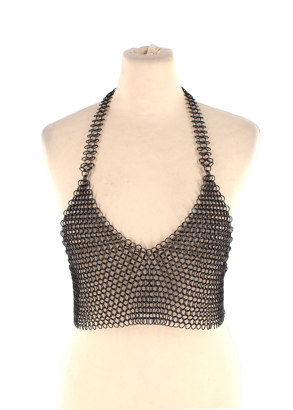 Bespoke Black Metal Chain Bra Top