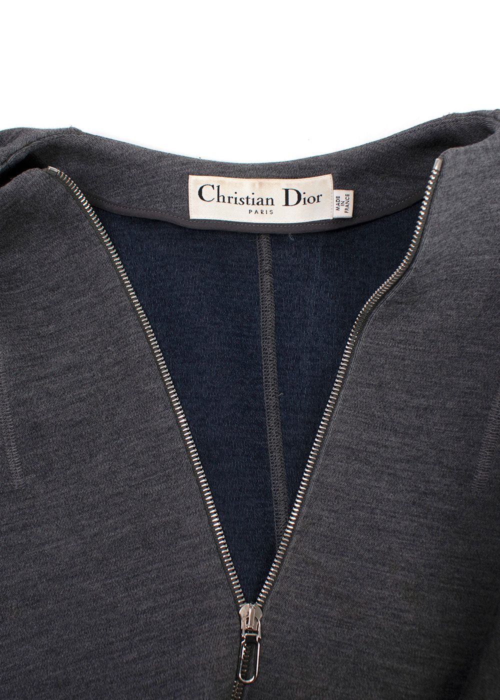 Preowned Dior Grey Virgin Wool Blend Double Zip Jacket Size XS