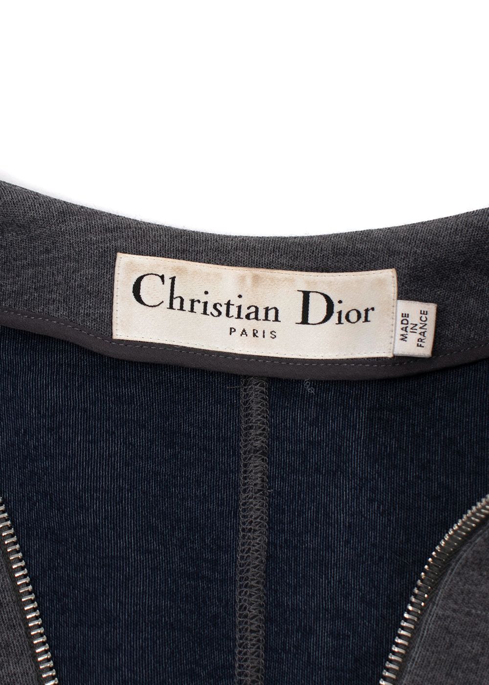 Preowned Dior Grey Virgin Wool Blend Double Zip Jacket Size XS