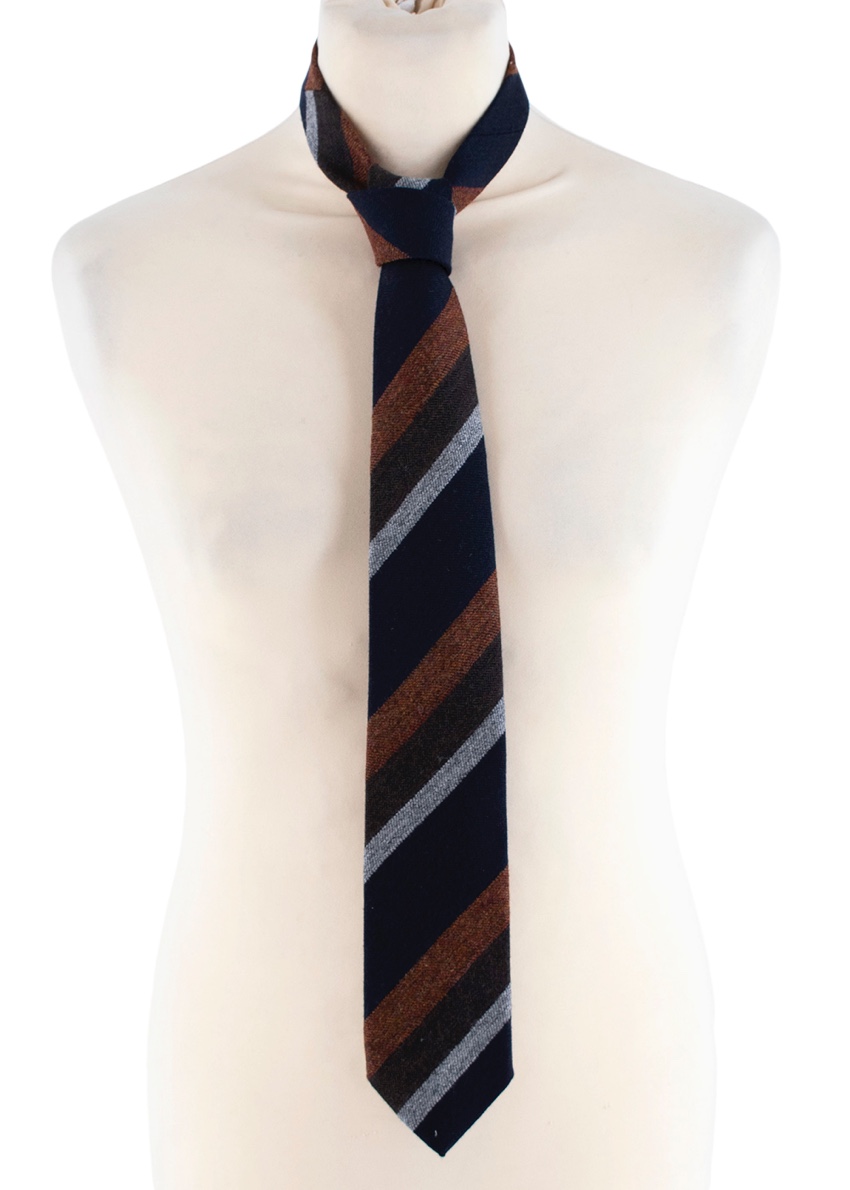 Men's Bigi Wool Navy  Orange Striped Tie Multi-Coloured / Stripes