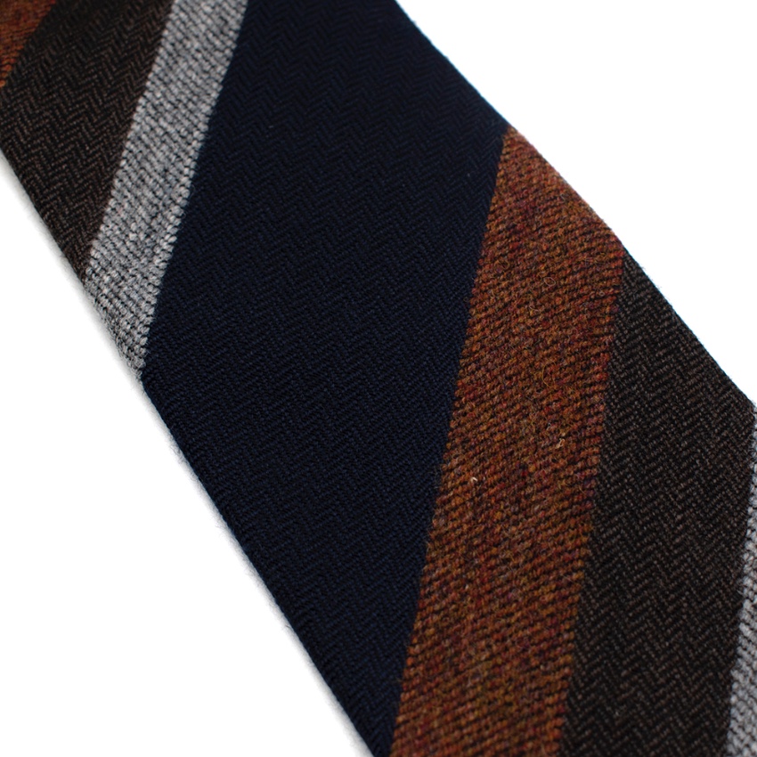 Men's Bigi Wool Navy  Orange Striped Tie Multi-Coloured / Stripes