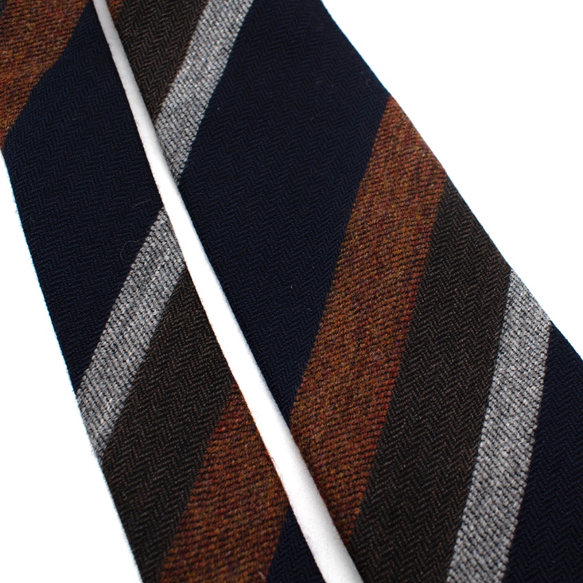 Men's Bigi Wool Navy  Orange Striped Tie Multi-Coloured / Stripes