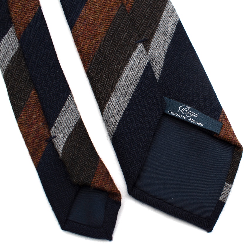 Men's Bigi Wool Navy  Orange Striped Tie Multi-Coloured / Stripes