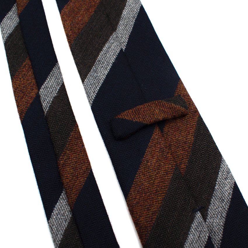 Men's Bigi Wool Navy  Orange Striped Tie Multi-Coloured / Stripes