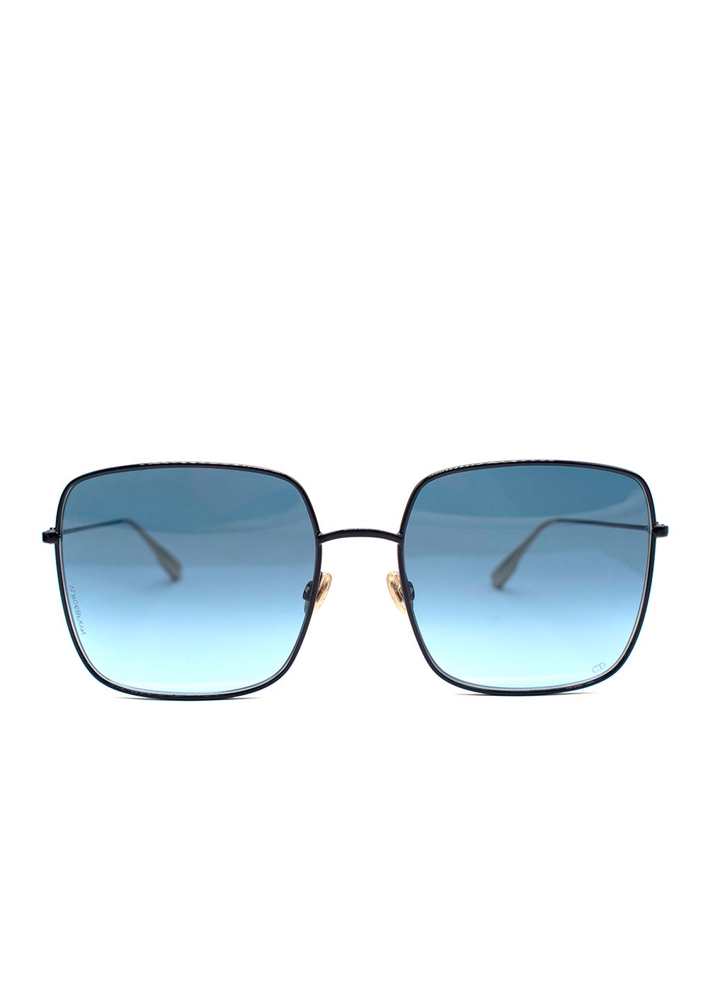 Dior Oversized Square Frame Blue Tinted Sunglasses blue/gold gold toned metal