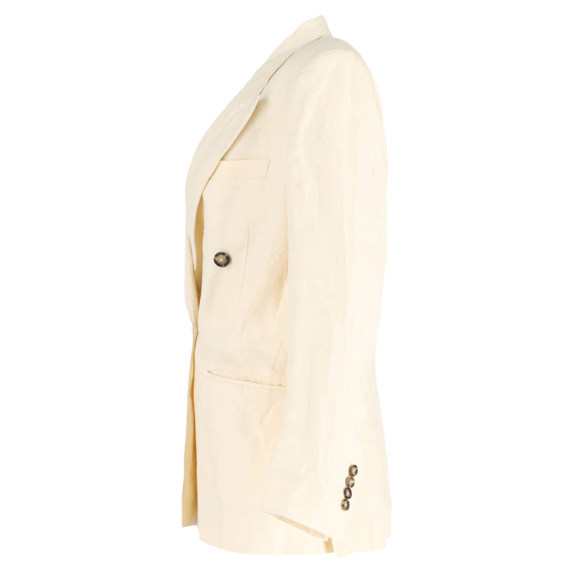 Preowned Loro Piana Yellow Double Breasted Linen Blazer Size 38