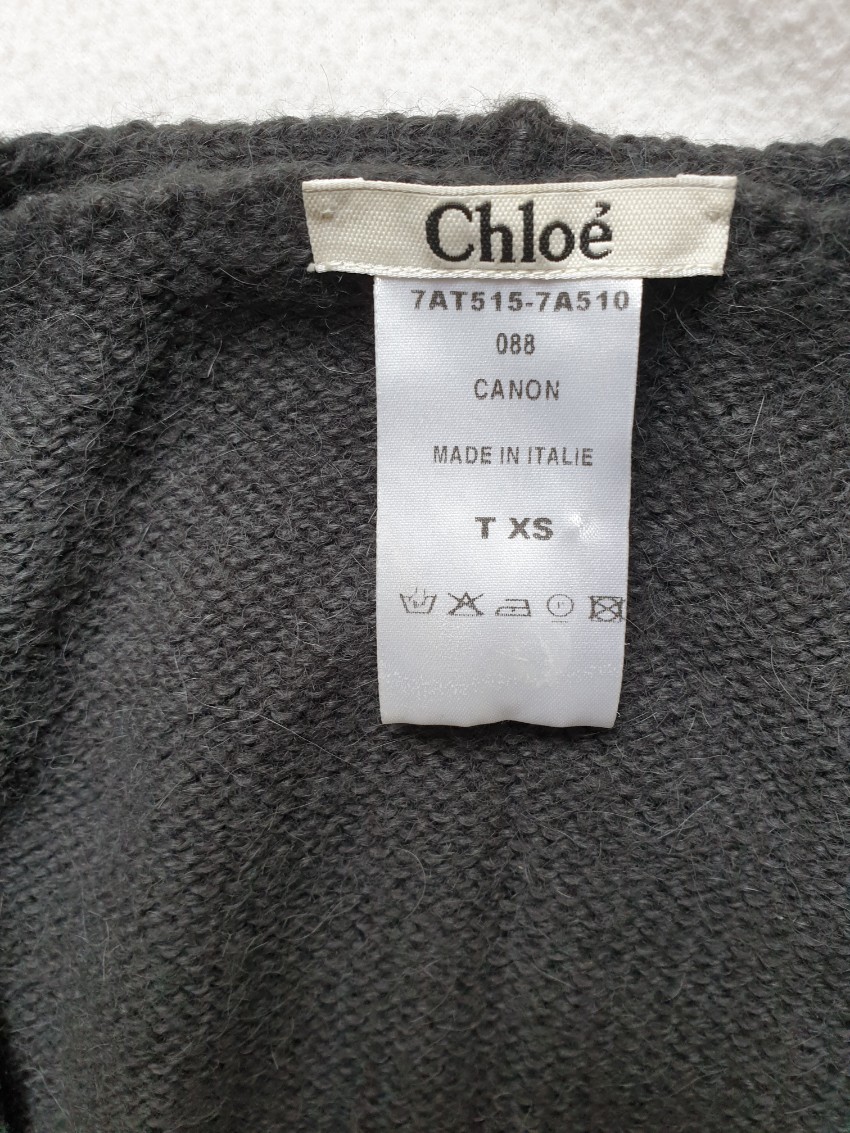 Preowned CHloe Alpaca  Wool Black Knit Jumper Size XS Grey