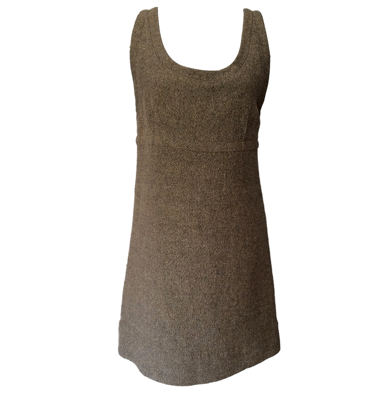 Preowned Stella McCartney tweed mini sleeveless dress Size M Tan/Brown cotton