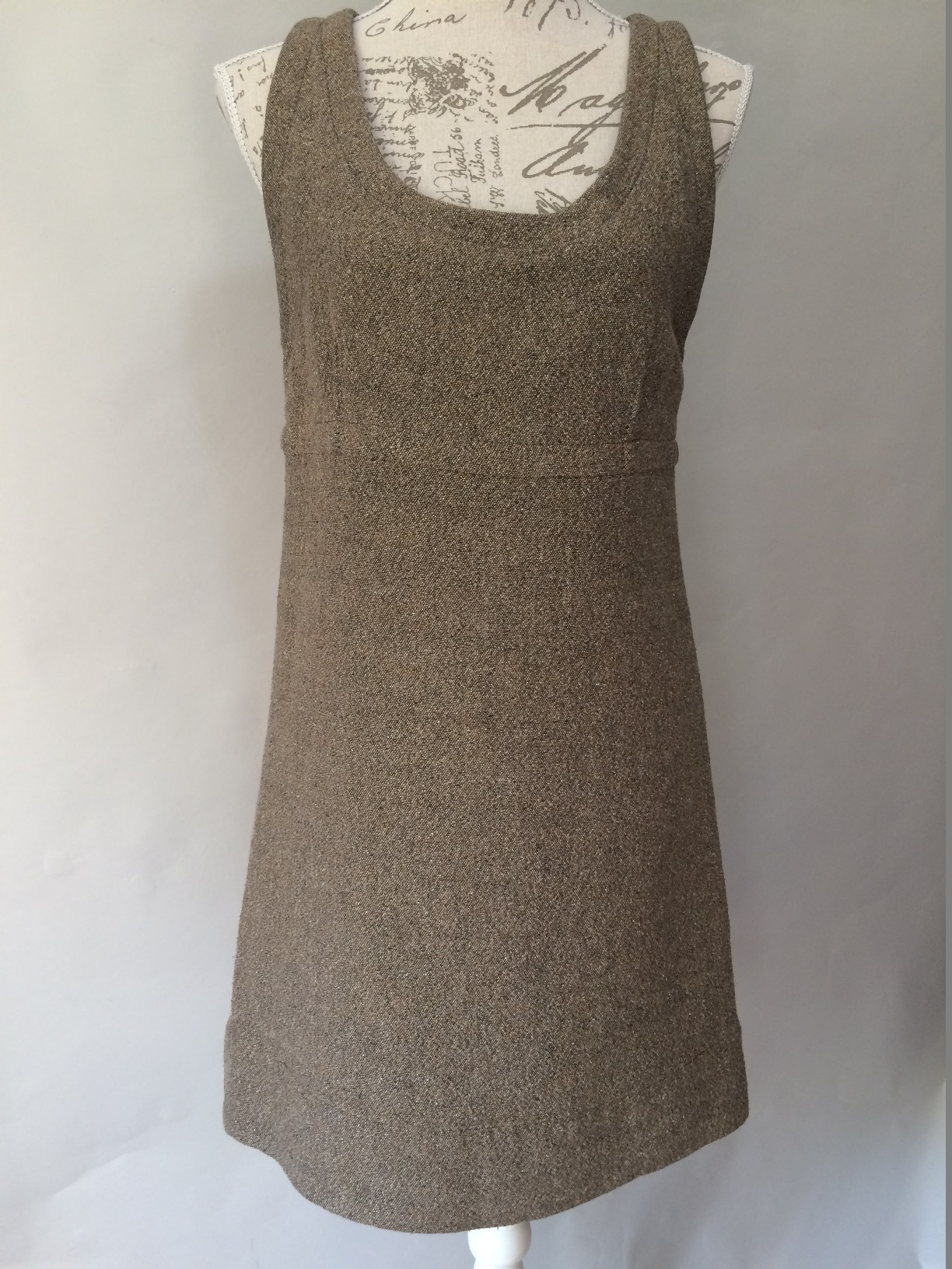 Preowned Stella McCartney tweed mini sleeveless dress Size M Tan/Brown cotton