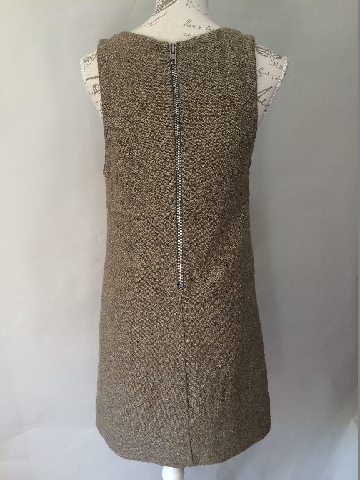 Preowned Stella McCartney tweed mini sleeveless dress Size M Tan/Brown cotton