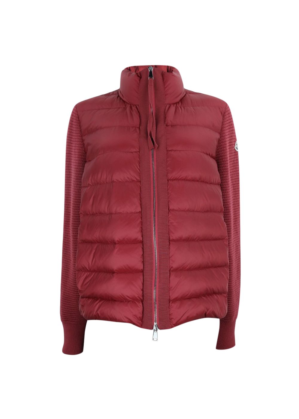 Preowned Moncler Red Maglione Knit Sleeve Down Filled Nylon Jacket Size S Other polyamide