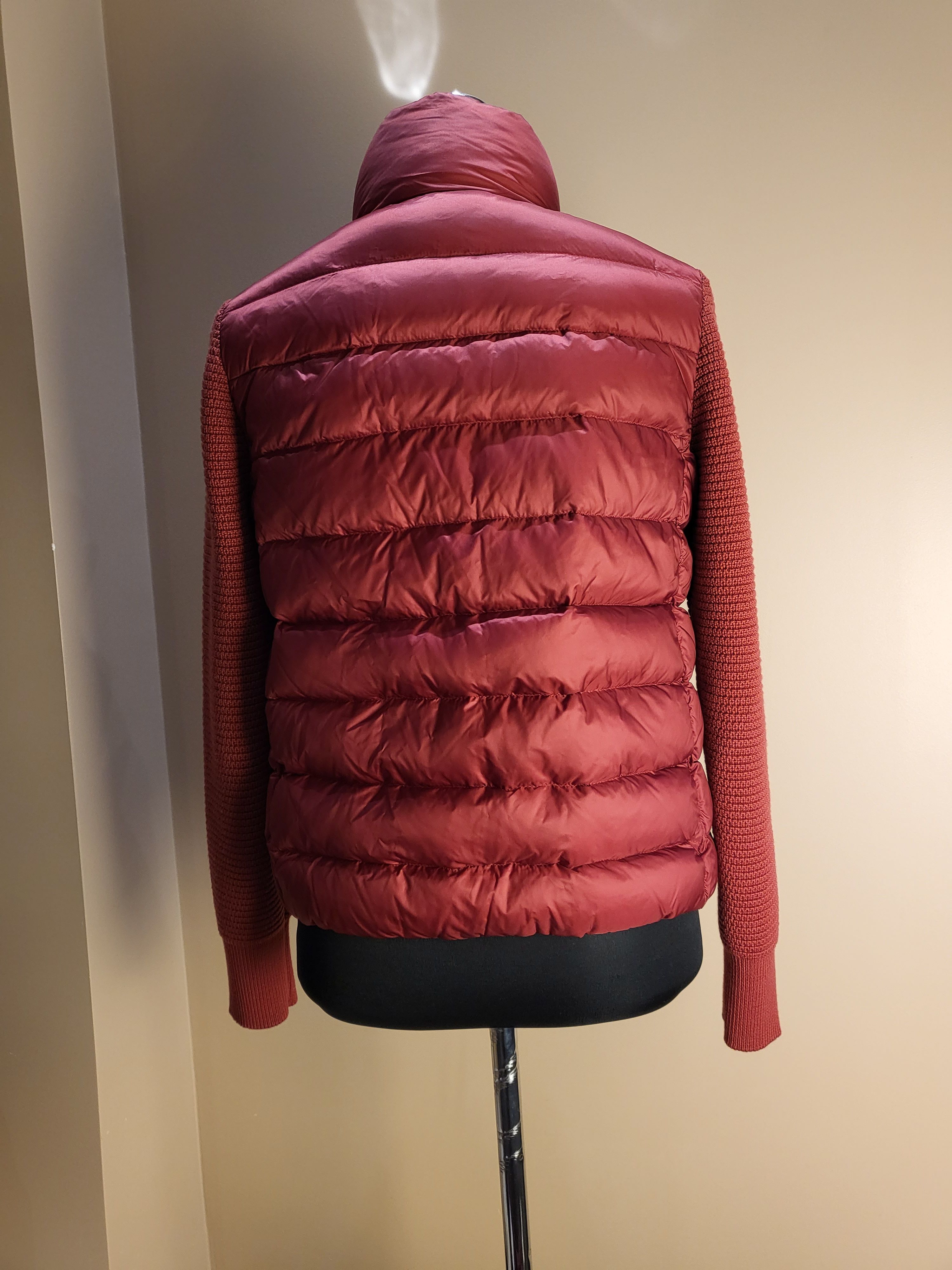 Preowned Moncler Red Maglione Knit Sleeve Down Filled Nylon Jacket Size S Other polyamide