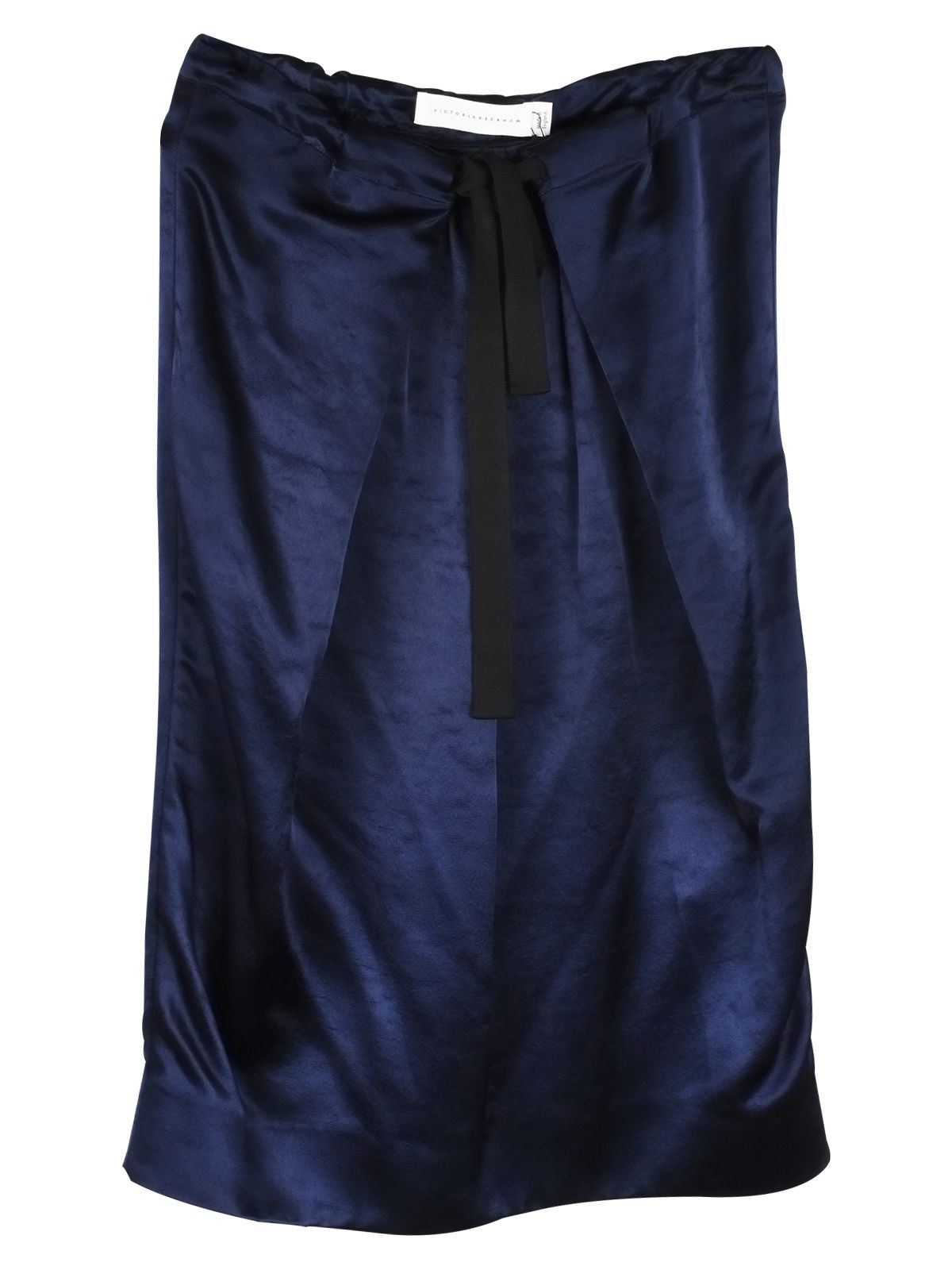 Victoria Beckham Navy satin drawstring waist skirt Size XXS viscose