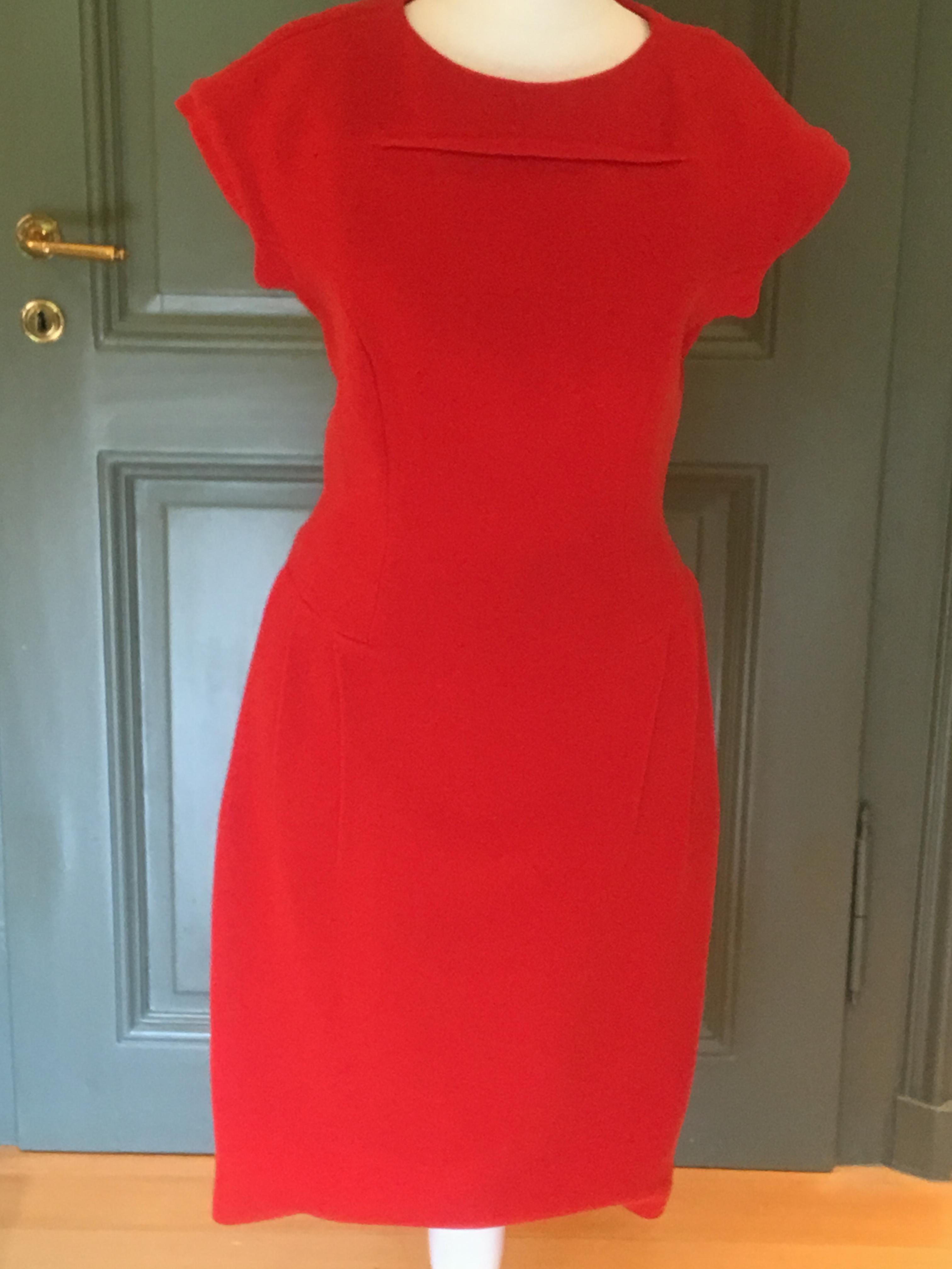 Giambattista Valli burnt orange wool crepe dress Size S