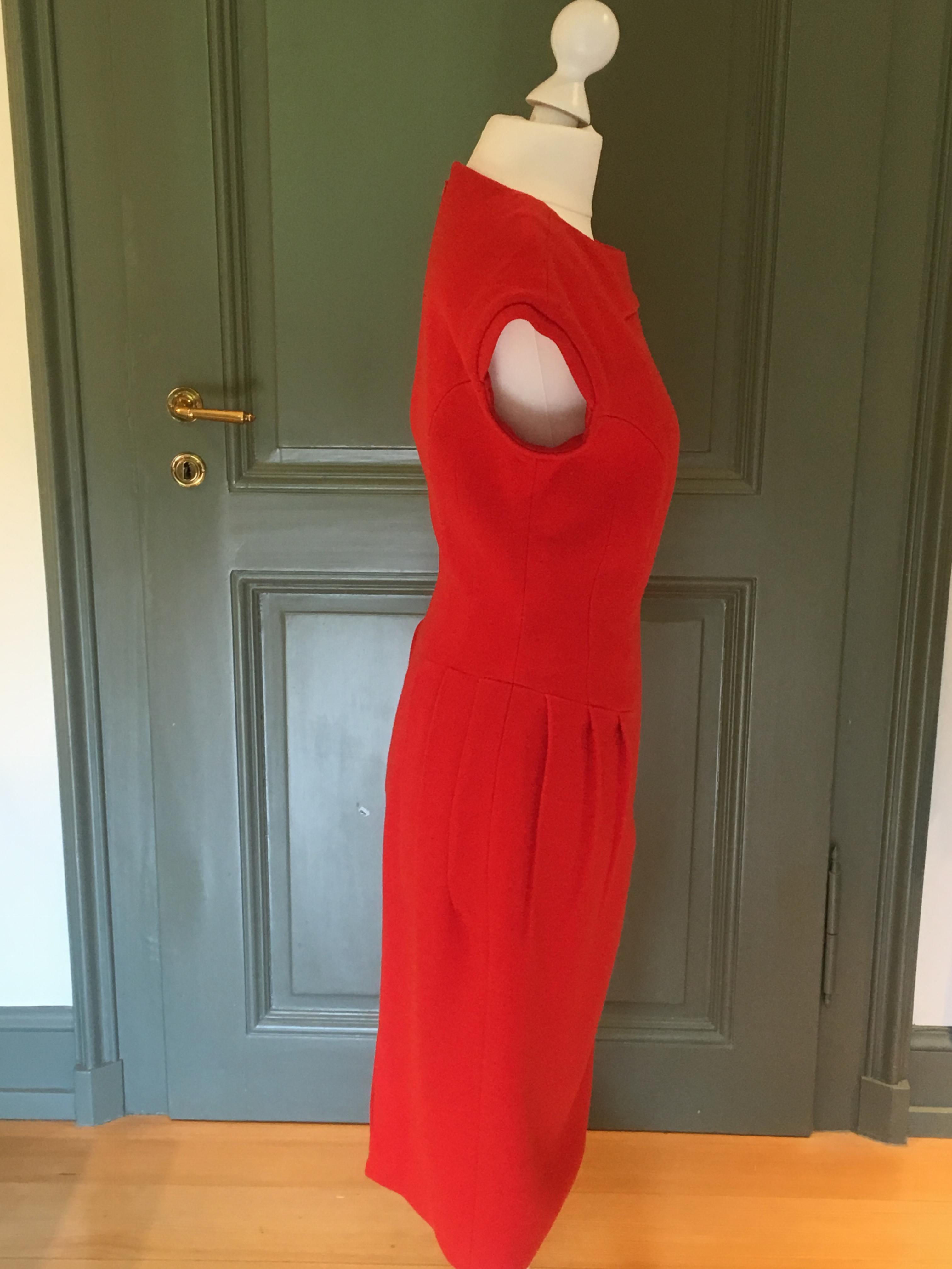 Giambattista Valli burnt orange wool crepe dress Size S