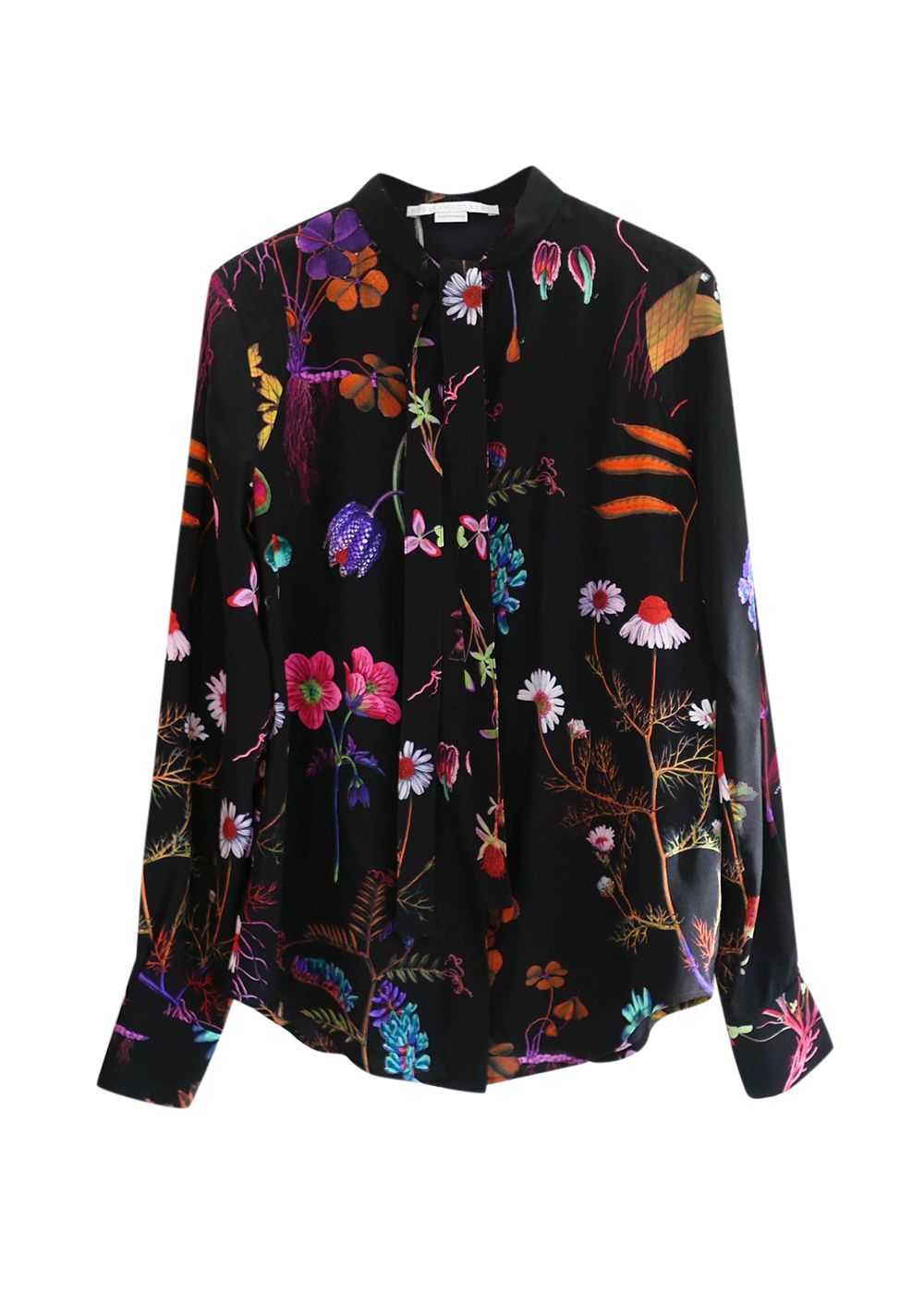 Stella McCartney Floral Silk Blouse Size XS Black