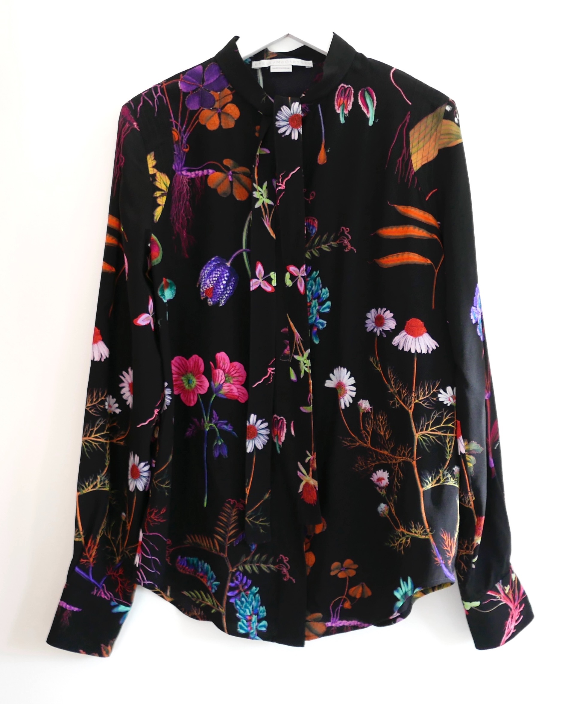 Stella McCartney Floral Silk Blouse Size XS Black