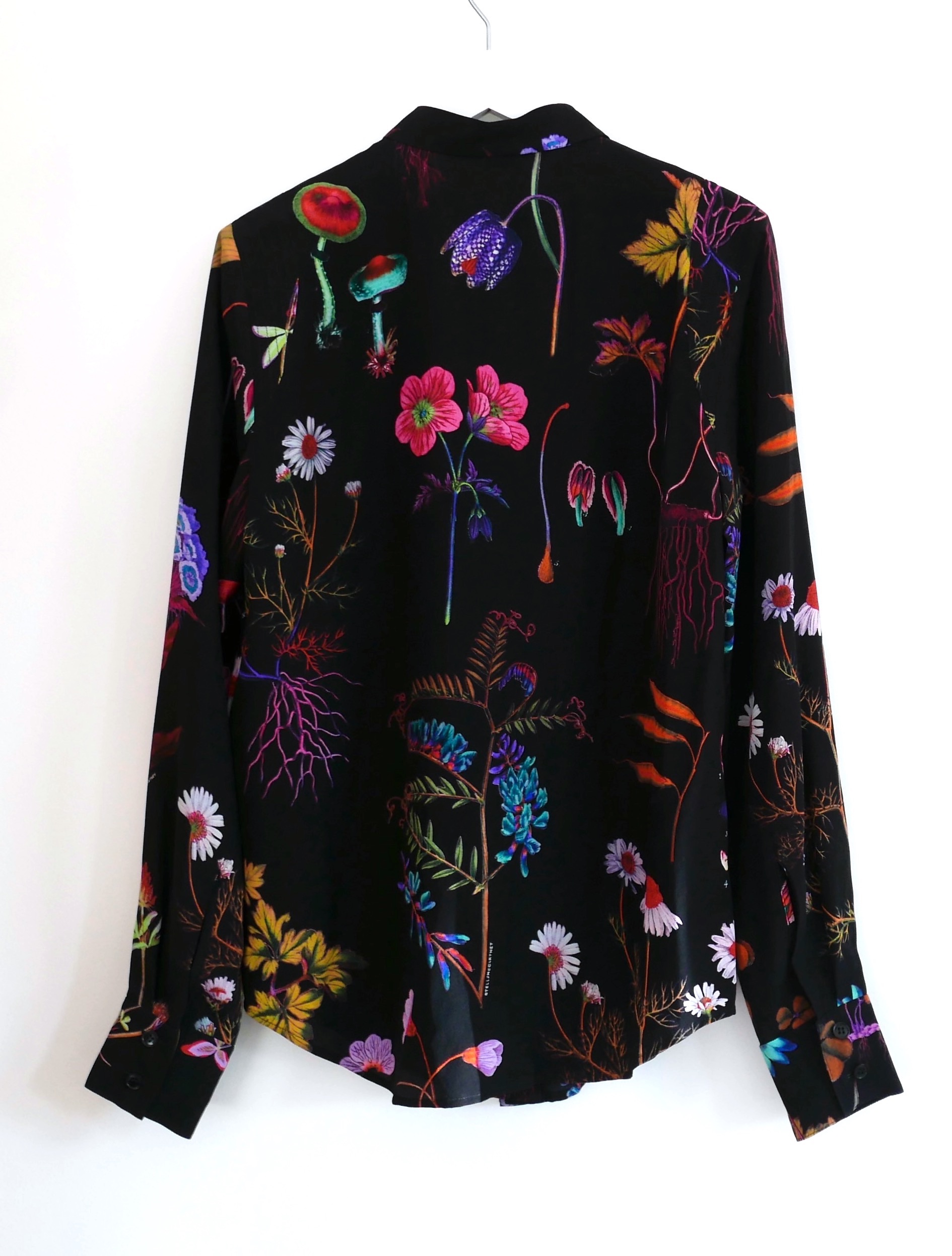 Stella McCartney Floral Silk Blouse Size XS Black