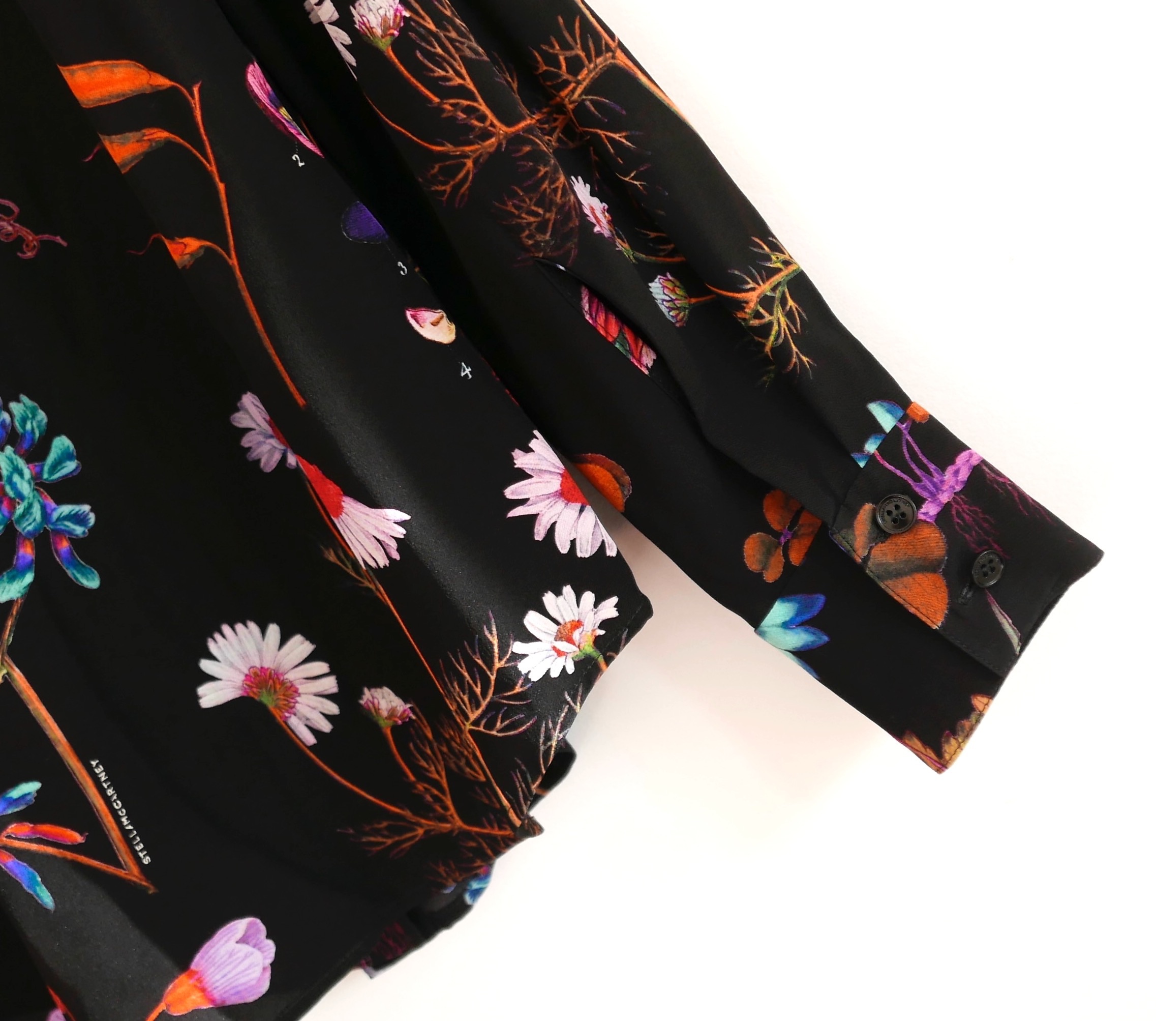 Stella McCartney Floral Silk Blouse Size XS Black