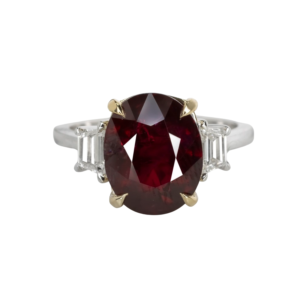 Antinori Fine Jewels 18kt Gold 407ct GIA Corundum Ruby  Diamond Ring Silver white gold