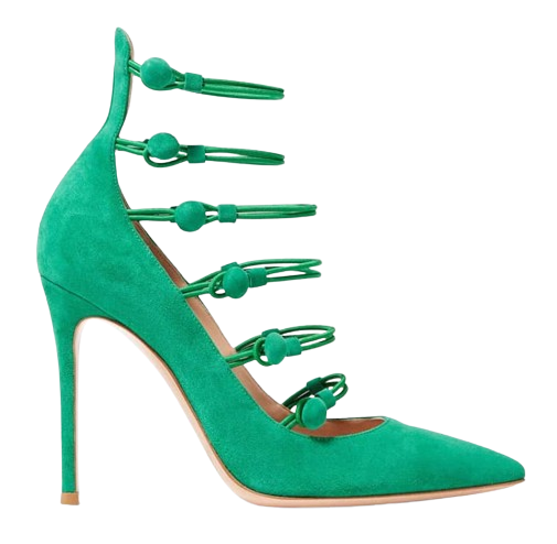 Preowned Gianvito Rossi Green Suede Marquis Pumps Size 375