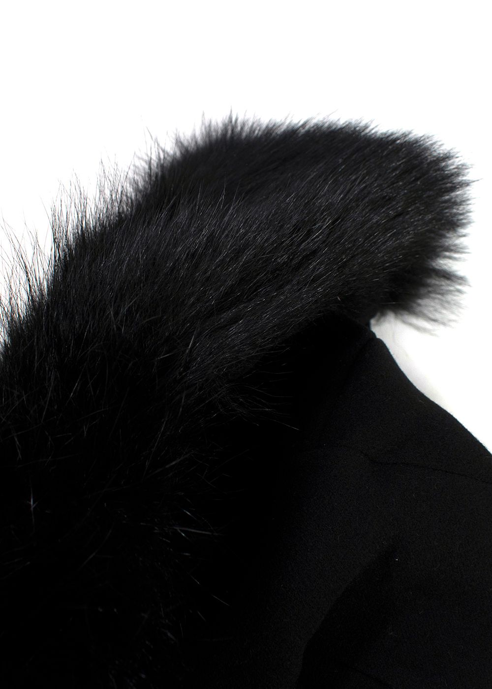 Miu Miu Black Fur Trimmed Virgin Wool Coat Size XXS virgin wool/racoon fur/sheep fur