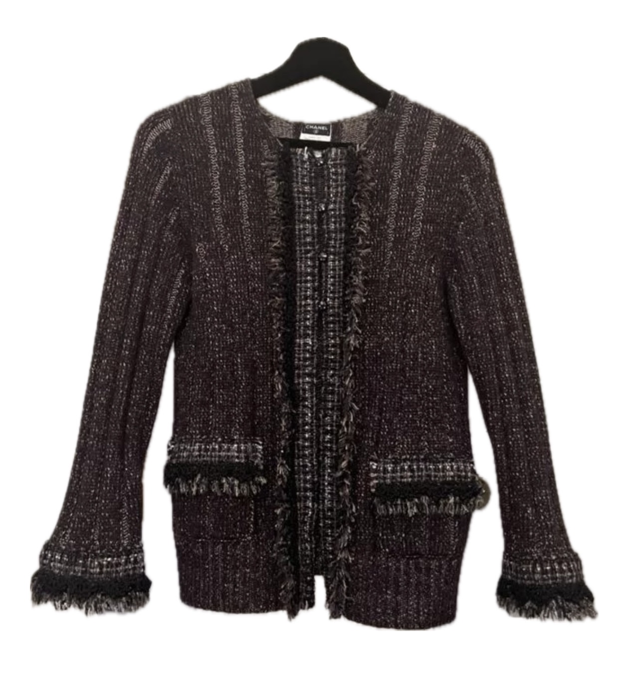 Preowned Chanel Black Cashmere Cardigan Size S multi