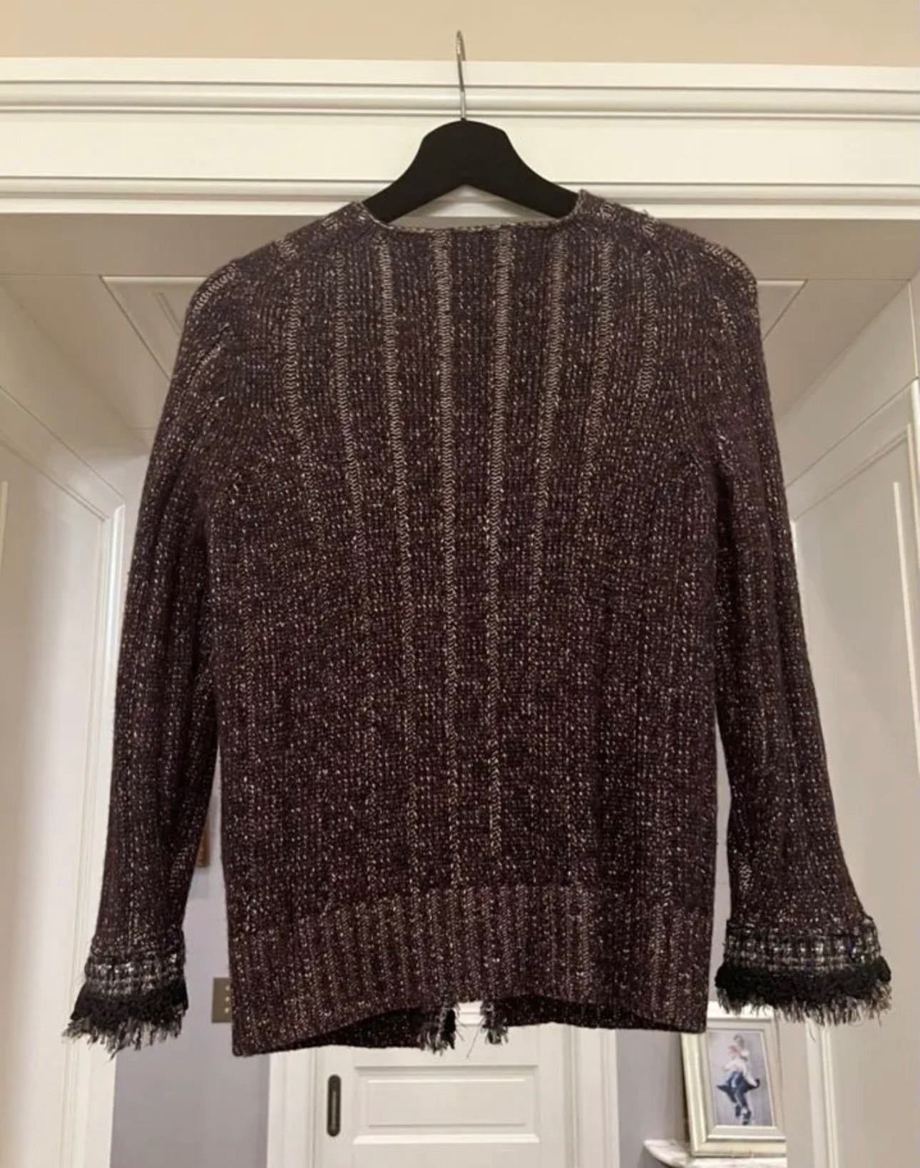 Preowned Chanel Black Cashmere Cardigan Size S multi