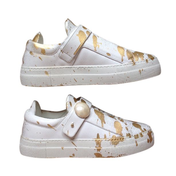 Nicholas Kirkwood Paint Splash Pearlogy Sneaker Size 37 White leather