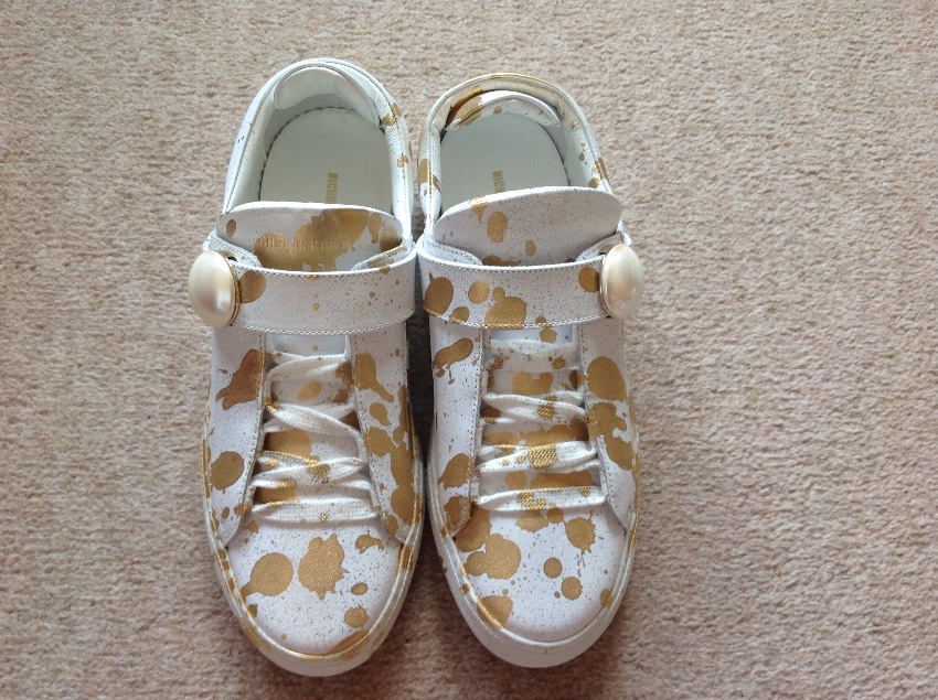 Nicholas Kirkwood Paint Splash Pearlogy Sneaker Size 37 White leather