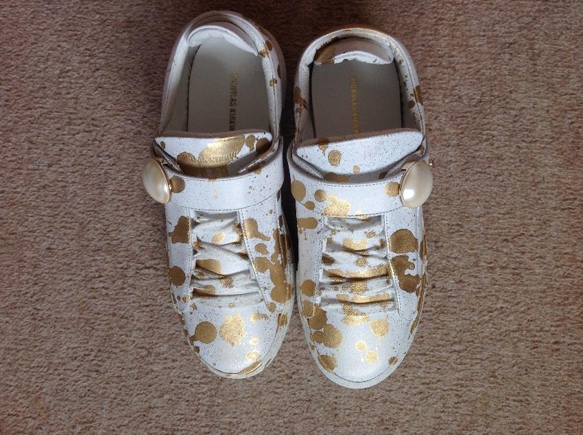 Nicholas Kirkwood Paint Splash Pearlogy Sneaker Size 37 White leather