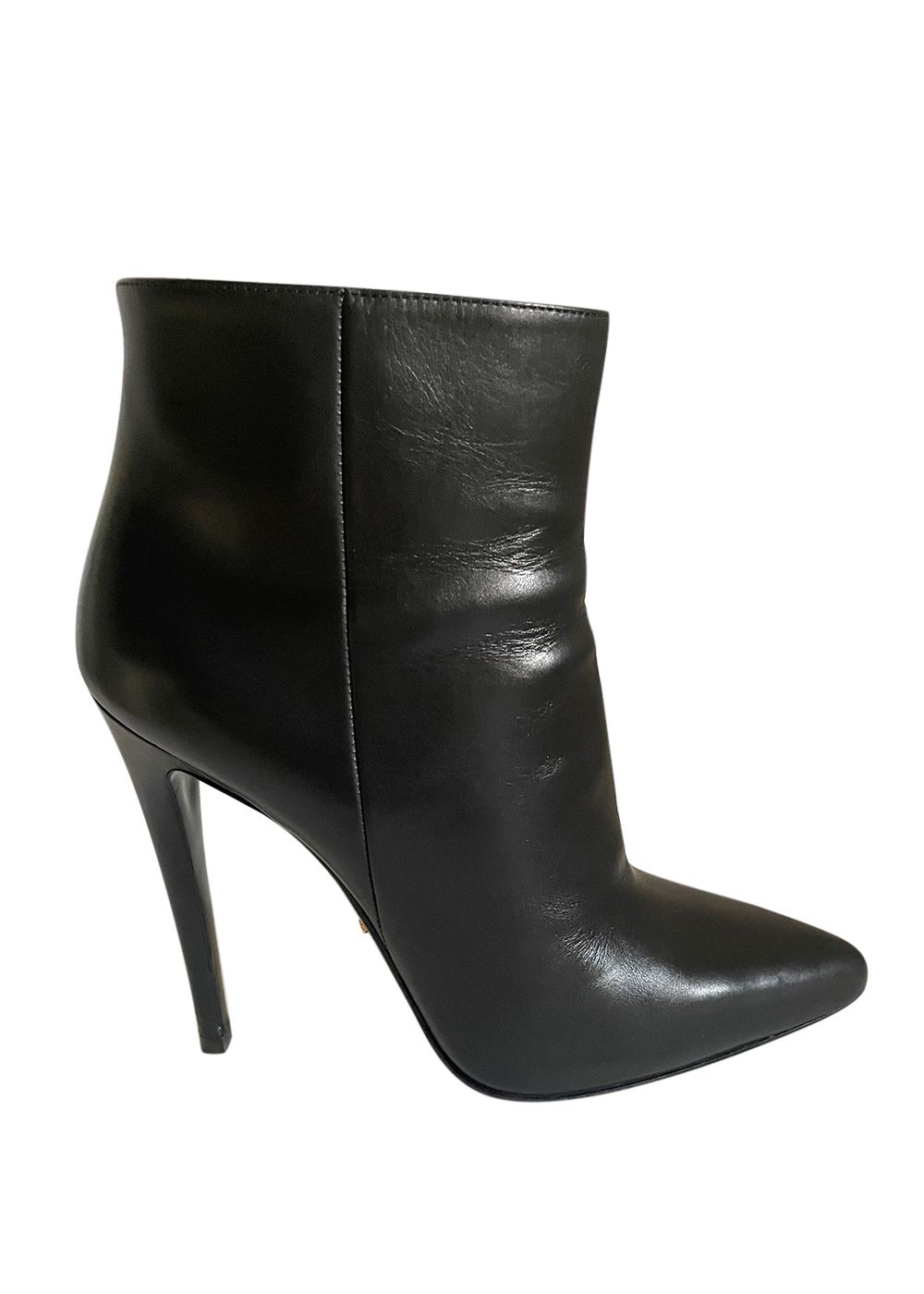 Preowned Prada Black Leather Ankle Boots Size 365