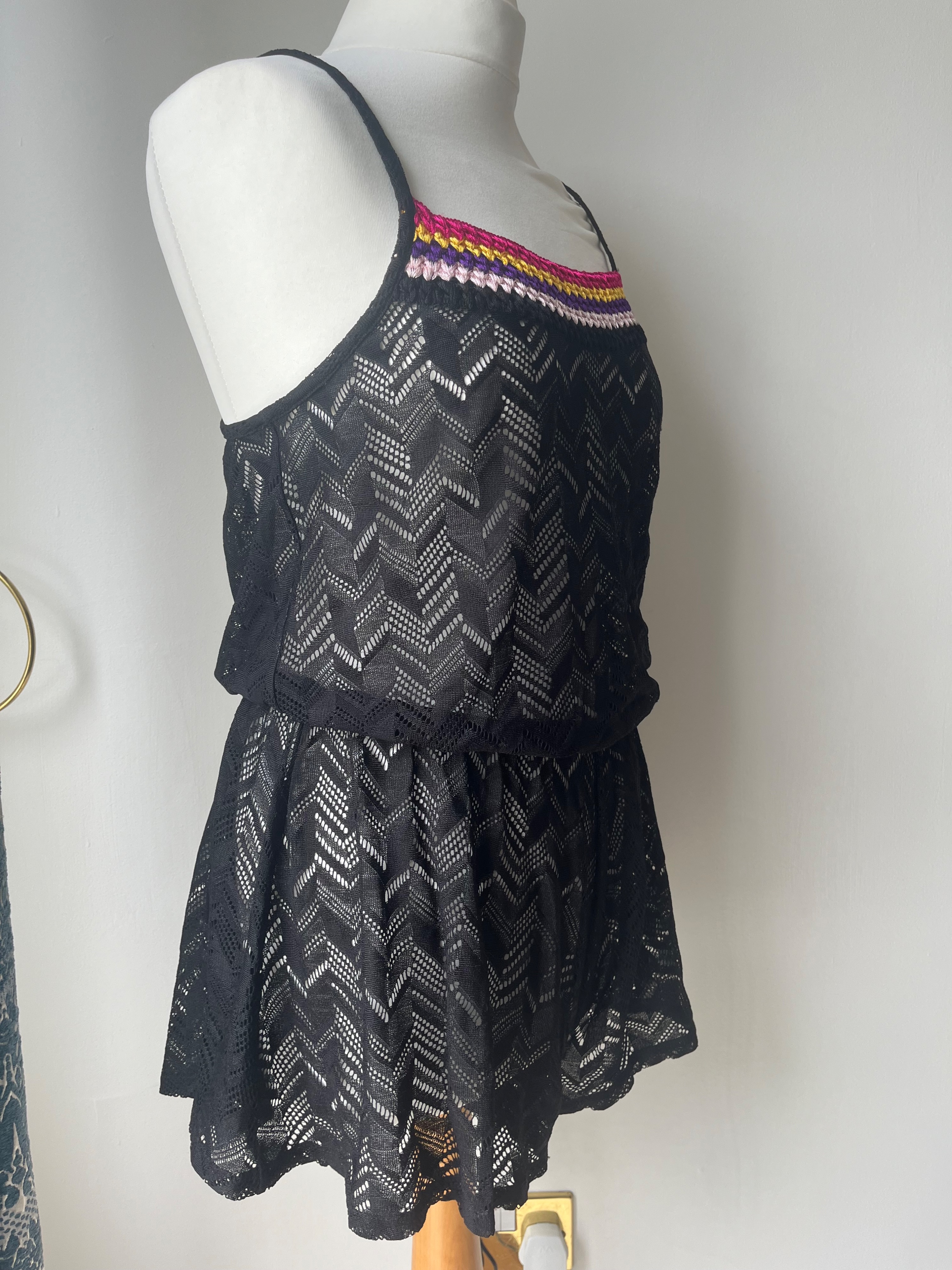 Preowned Missoni Black Crochet Beach Playsuit Size XS viscose but care label missing