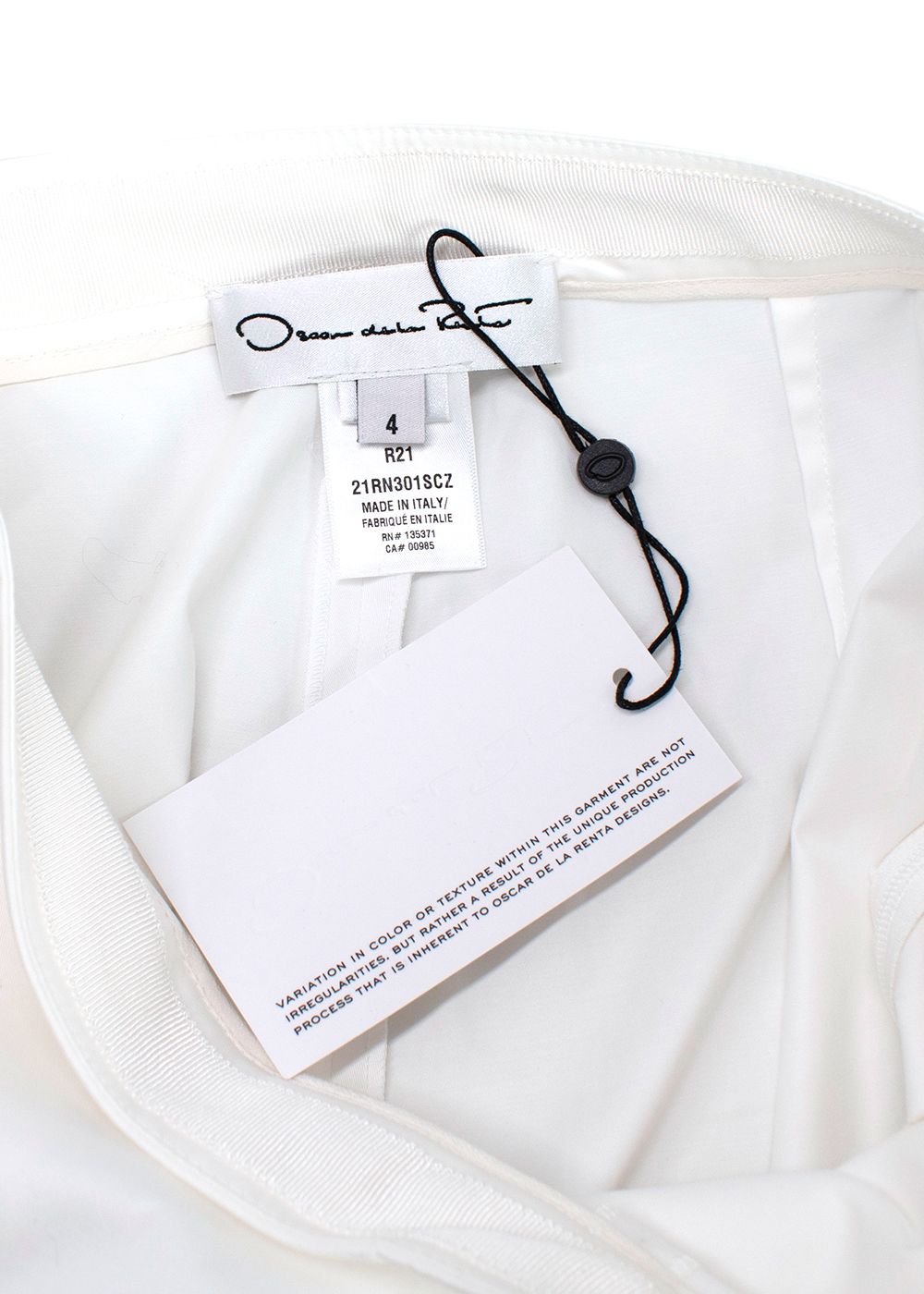 Oscar de La Renta White Cotton-blend Trousers Size XS cotton