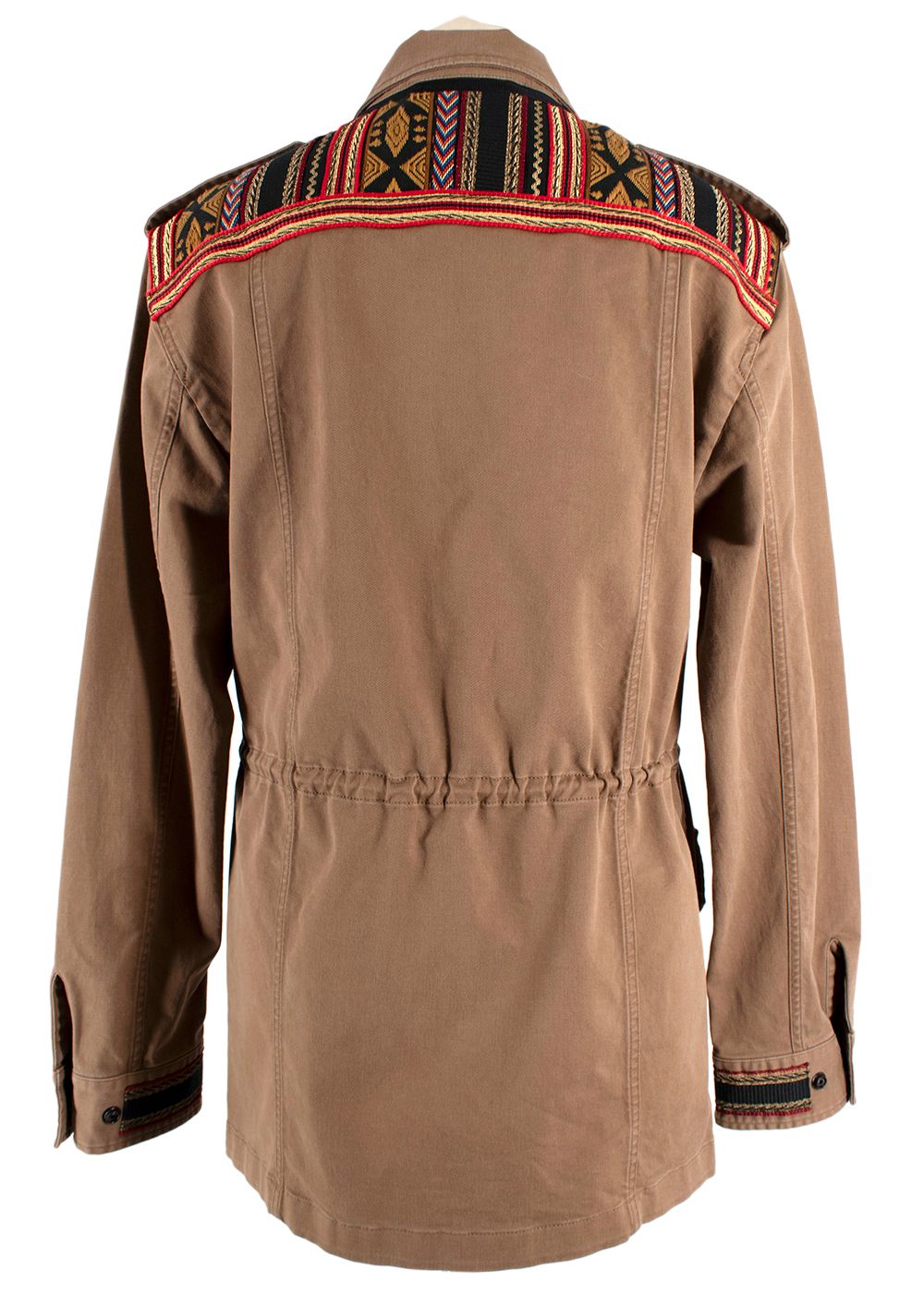 Fashion Clinic Timeless Embroidered Trim Field Jacket Size L Brown cotton