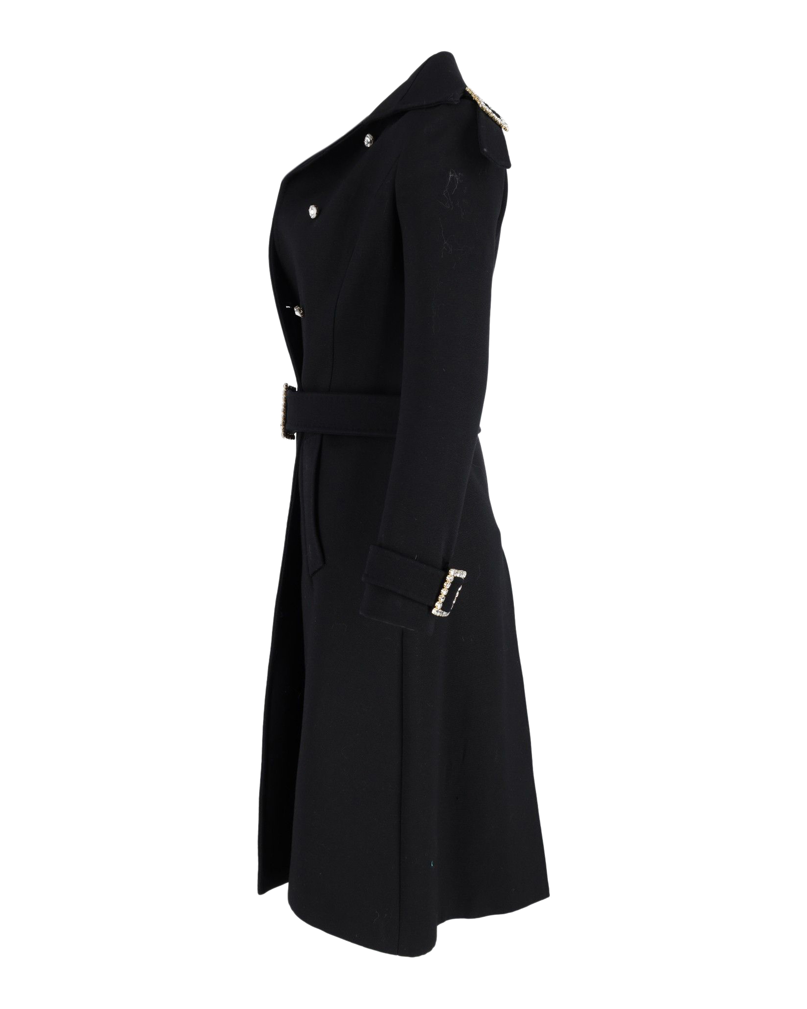 Preowned Dolce  Gabbana Black Double-Breasted Belted Wool Coat Size 40 wool/hair/lana vergine