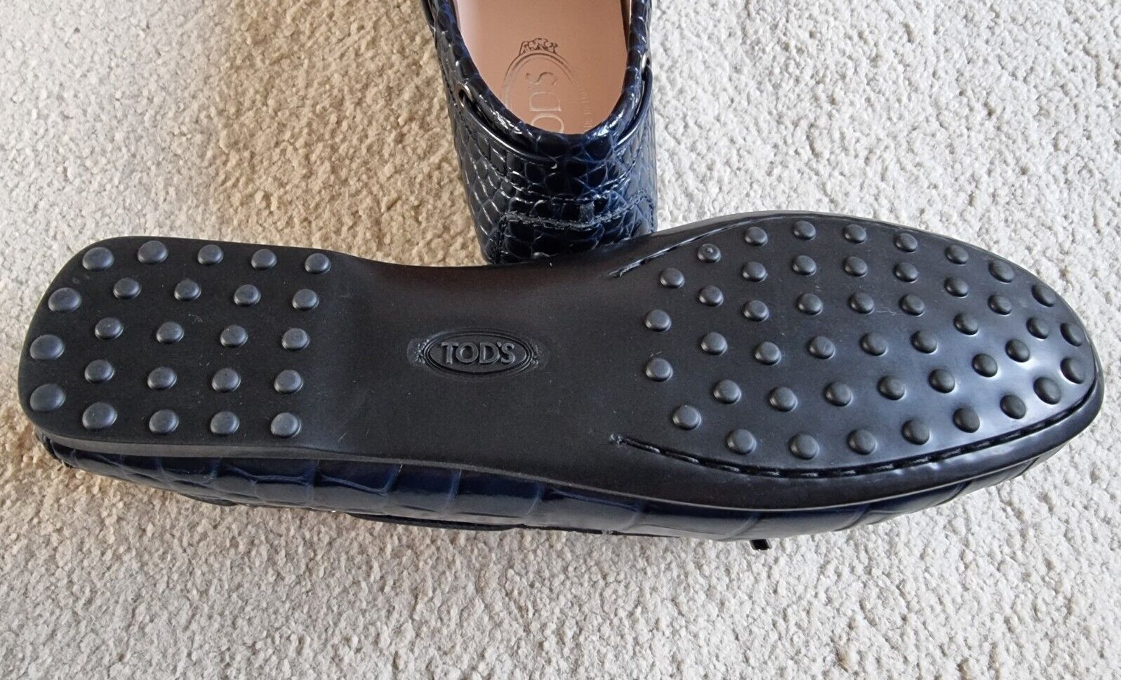 Blue Croc Embossed Loafers Size 395 navy leather