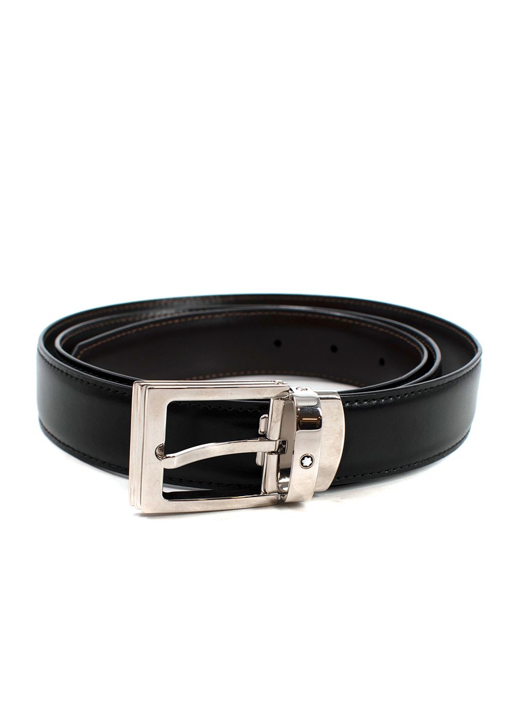 Mont Blanc Black Leather Belt