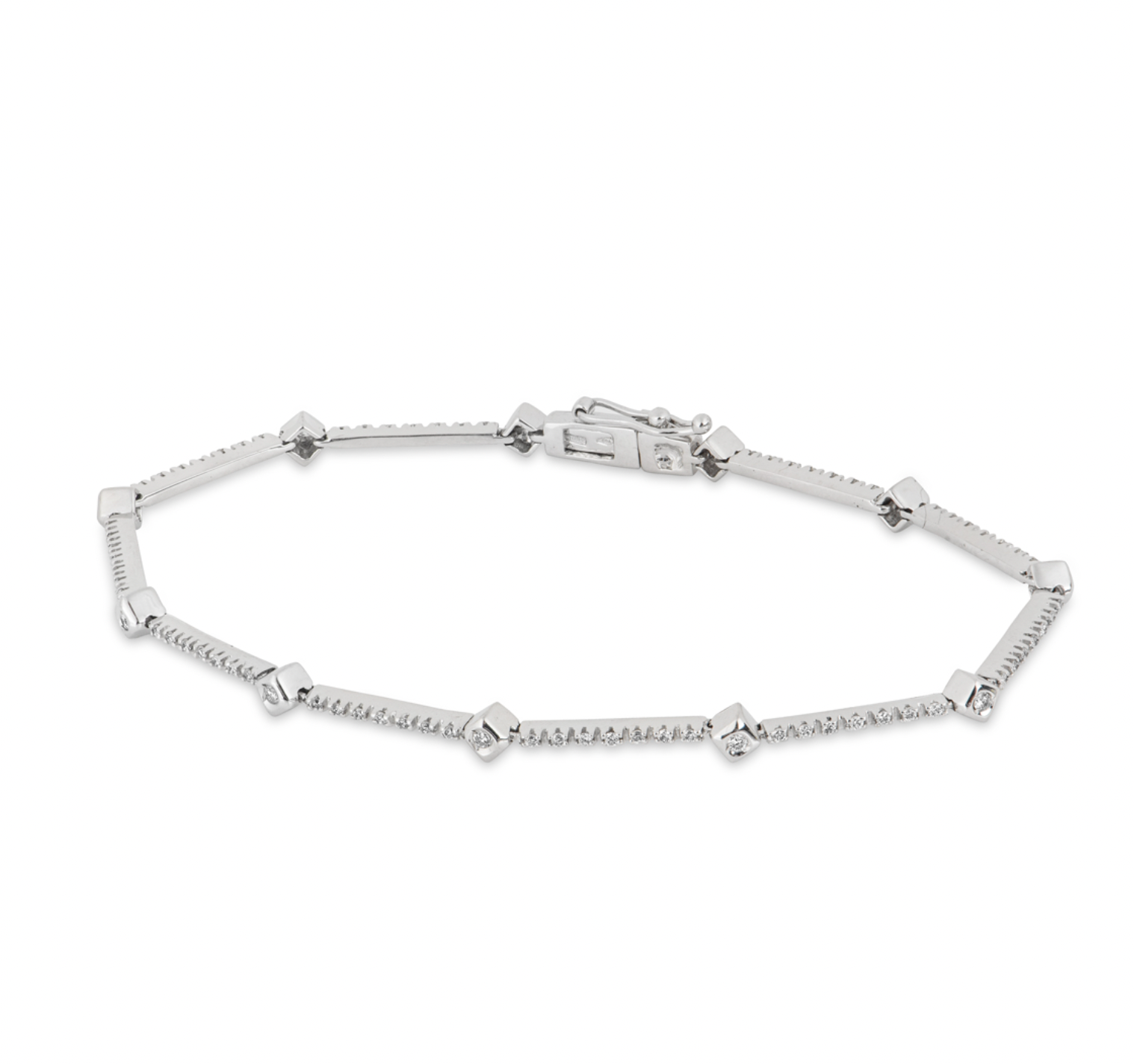 Preowned 18ct white gold  diamond line bracelet