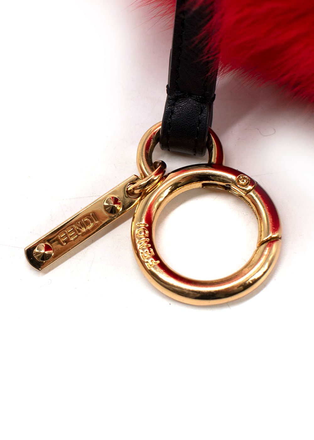 Fendi Red Fur Pompom Keychain red purple