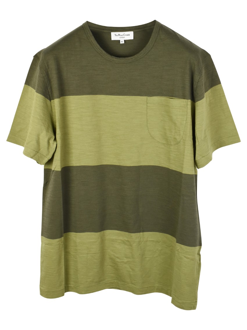 Men's You Must Create YMC Green Striped T-Shirt Size M cotton