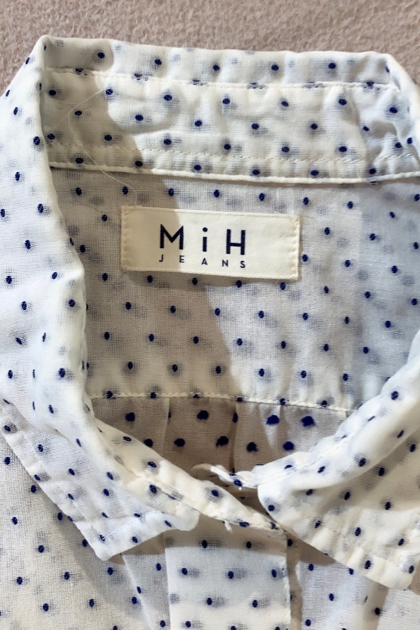 Preowned MIH Jeans Dotted White Blouse Size XS cotton