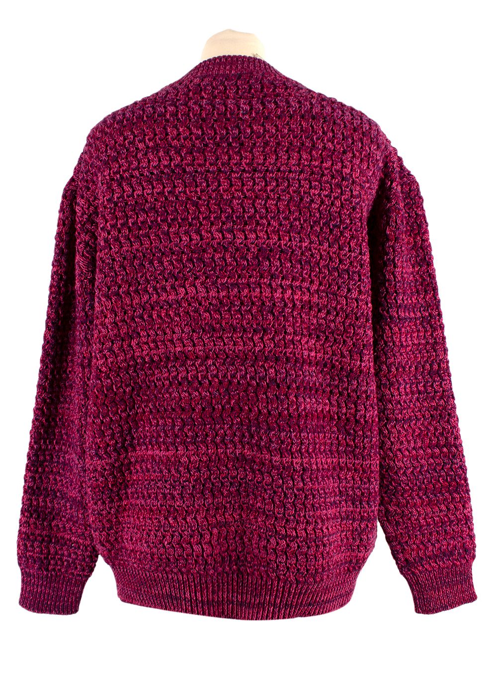 Preowned Prada Purple Textured Knit Crewneck Jumper Size S purple pink cotton