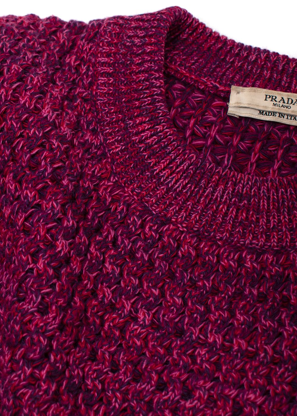 Preowned Prada Purple Textured Knit Crewneck Jumper Size S purple pink cotton