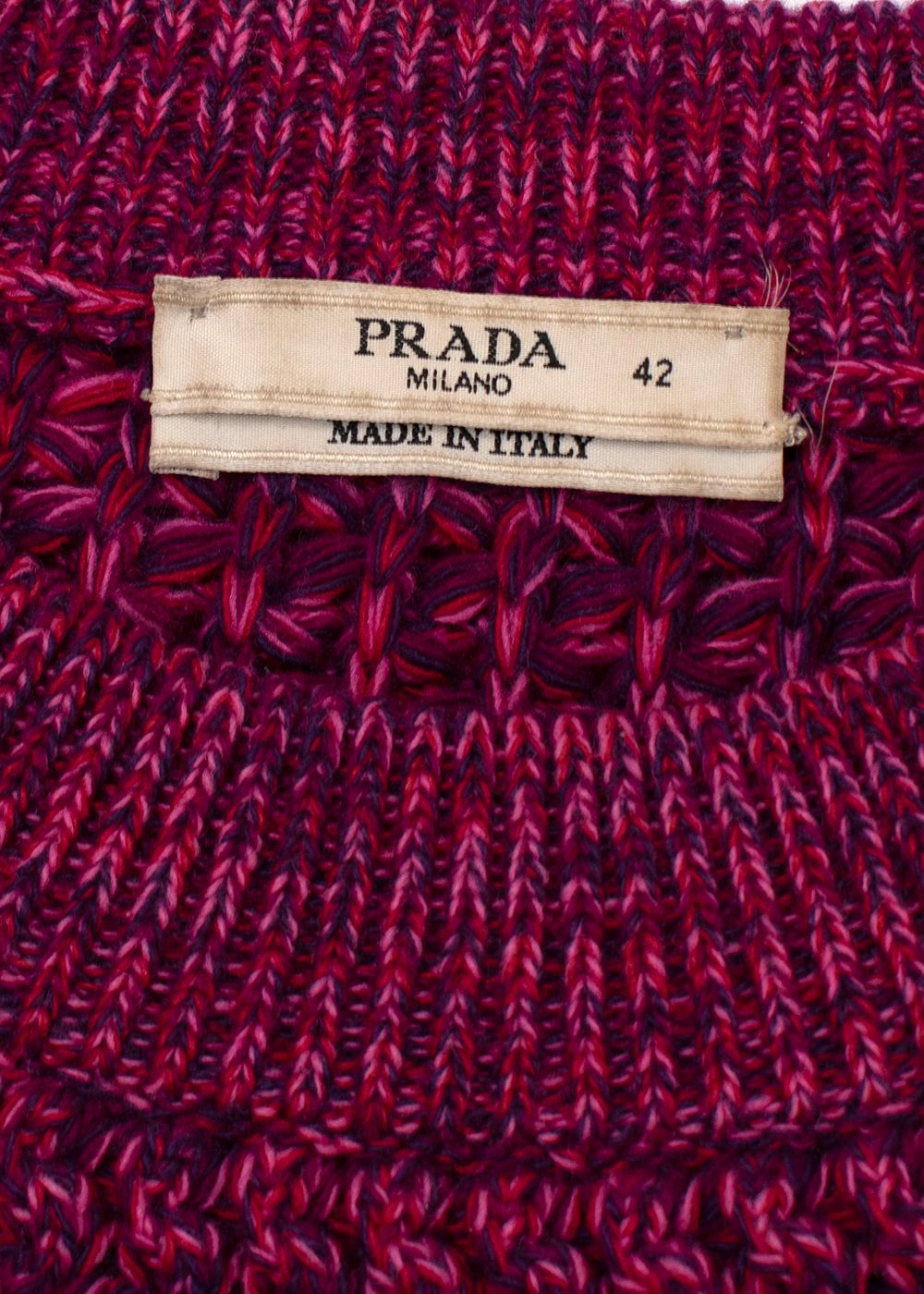 Preowned Prada Purple Textured Knit Crewneck Jumper Size S purple pink cotton