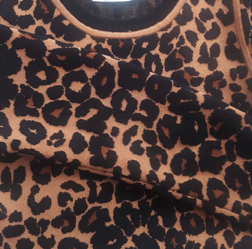 Preowned ALC Stretch Knit Leopard Mini dress Size S Animal Print cashmere