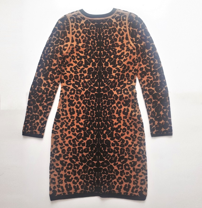 Preowned ALC Stretch Knit Leopard Mini dress Size S Animal Print cashmere