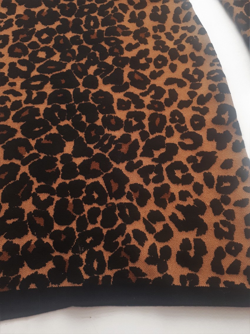 Preowned ALC Stretch Knit Leopard Mini dress Size S Animal Print cashmere